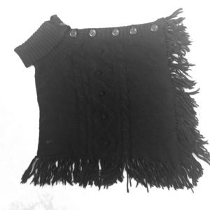 Black sweater poncho with side buttons